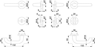 Juego de rosetas HOPPE Paris 138L/42KV/42KVS aluminio F1 (3000203810)