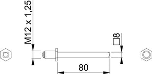 Pasador cuadrado HOPPE FDW Pasador macizo/pasador rápido cuadrado 8 x 80 mm (3311003024)