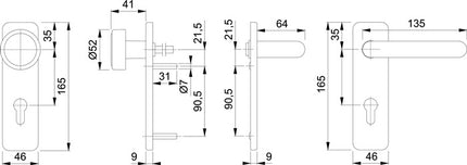 HOPPE Garniture coupe-feu Paris FS-K58 / 202K / 138 Plastique F9005M D/K ( 3000251117 )