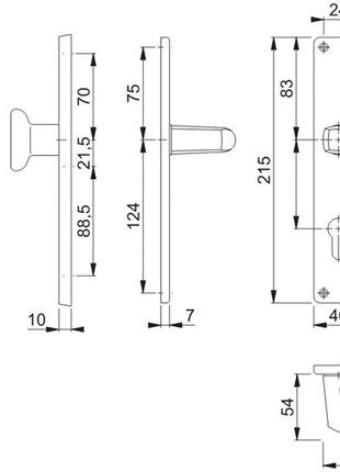 HOPPE escudo largo set London 54/227/202SP/113 aluminio F2 (3000252241)