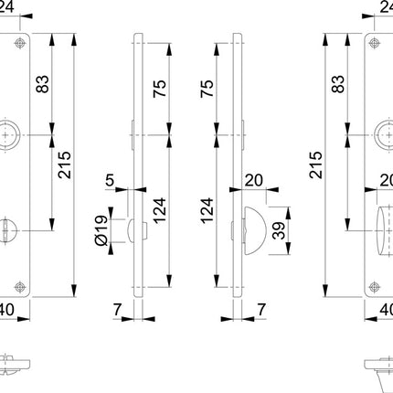 HOPPE Paire de plaques longues 202SP F1/ couleur naturelle F1 ( 3000252136 )