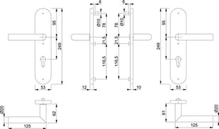 Zestaw przeciwpożarowy HOPPE Amsterdam FS-E1400F/3331/3310 stal nierdzewna F69 D/D ( 3000220046 )