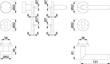 HOPPE Garniture à rosette Stockholm E58/42KV/42KVS/1140Z Acier inoxydable F69 ( 3000252354 )