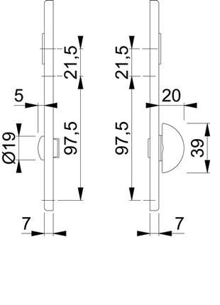 Par de escudos cortos HOPPE 202KP aluminio F1 (3000252021)