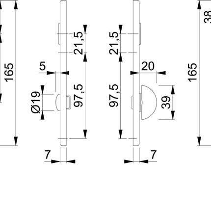 HOPPE Paire de plaques courtes 202KP aluminium F4 ( 3000252027 )