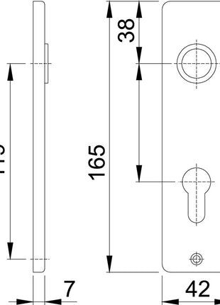 HOPPE short backplate pair 202KP/AP Aluminium F1 ( 3000252147 )