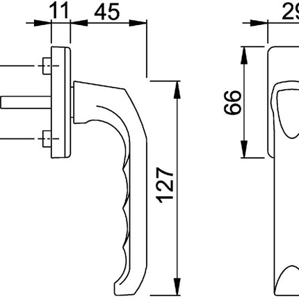 Poignée de fenêtre HOPPE London 013/U34 aluminium F2 / couleur maillechort ( 3360003014 )