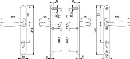 HOPPE Garniture profilée New York 1810/3346 aluminium F1 ( 3000203616 )