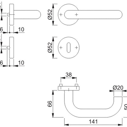 HOPPE Garniture à rosette Paris E138/42H/42HKVS Acier inoxydable F69 ( 3000203100 )