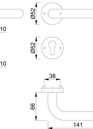 HOPPE Garniture à rosette Paris E138/42H/42HKVS Acier inoxydable F69 ( 3000203101 )