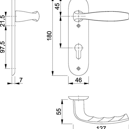 HOPPE Garniture à plaque courte New York 1810/273KP aluminium F1 ( 3000203555 )