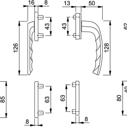 Garniture de balcon HOPPE New York 099KH/961N/U10/... Aluminium F1 ( 3000203702 )