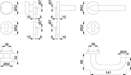 HOPPE Garniture à rosette Paris E58/42H/42HKVS/138 Acier inoxydable F69 ( 3000203103 )