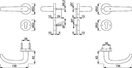 HOPPE Garniture coupe-feu San Francisco FS-E1301/42H/42HS acier inoxydable F69 D/D ( 3000202089 )