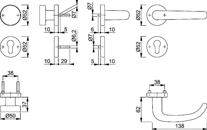 HOPPE Garniture coupe-feu San Francisco FS-E58/42H/42HS/1301 Acier inoxydable F69 D/K ( 3000202090 )