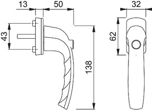 HOPPE Fenstergriff New York 0810SV/U10 Aluminium F9 / stahlfarbig ( 3000203687 )