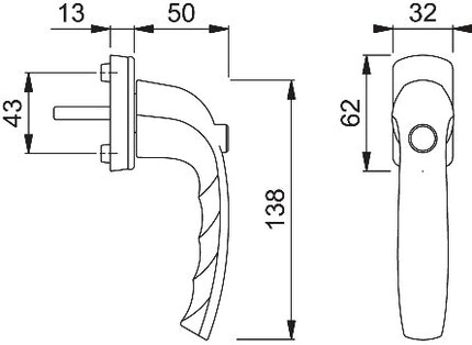 Poignée de fenêtre HOPPE New York 0810SV/U10 aluminium F9016 / blanc trafic ( 3000203690 )