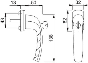 HOPPE Fenstergriff New York 0810SVS/U10 Aluminium F8707 / dunkelbraun ( 3000203583 )