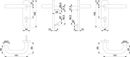 HOPPE Garniture coupe-feu Paris FS-E138/353KH AP inox F69 D/D ( 3000203113 )