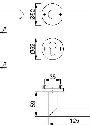 HOPPE Garniture à rosette Amsterdam E1400Z/42KV/42KVS Acier inoxydable F69 ( 3000203001 )