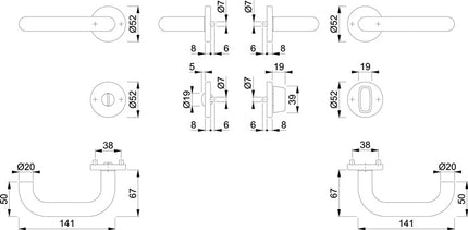 HOPPE Garniture à rosette Paris E138Z/42KV/42KVS Acier inoxydable F69 ( 3000203010 )