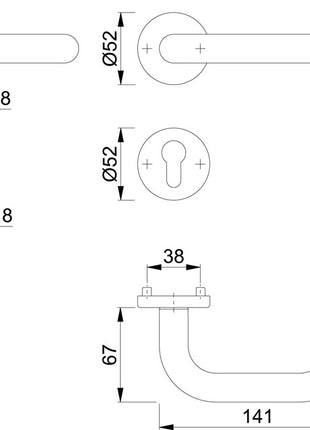 HOPPE Garniture à rosette Paris E138Z/42KV/42KVS Acier inoxydable F69 ( 3000203009 )