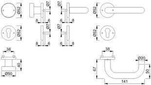 HOPPE Zestaw rozet Paris E58/42KV/42KVS/138Z Stal nierdzewna F69 ( 3000203011 )