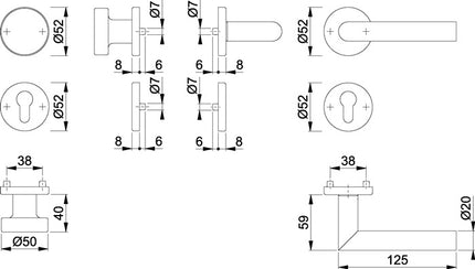 HOPPE Garniture à rosette Amsterdam E58/42KV/42KVS/1400Z Acier inoxydable F69 ( 3000203003 )
