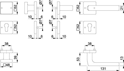 HOPPE Garniture à rosette Dallas E43L/52KV/52KVS/1643Z Acier inoxydable F69 ( 3000220027 )