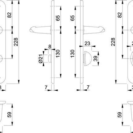 Garniture à plaque longue HOPPE Istanbul M171/332P laiton F71 ( 3000253685 )