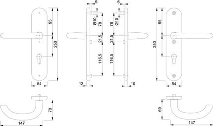 HOPPE Garniture de protection Marseille 1138/3331/3410 aluminium F1 ( 3000209084 )