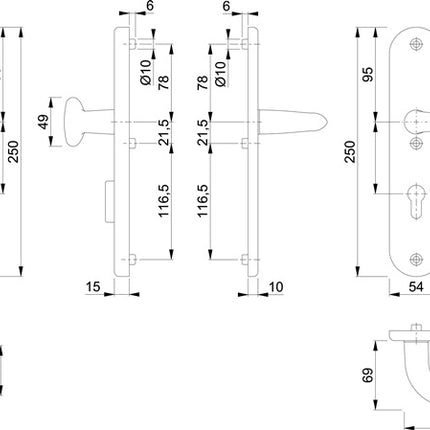 HOPPE Garniture de protection Marseille 76G/3332ZA/3410/1138 aluminium F1 ( 3000209085 )
