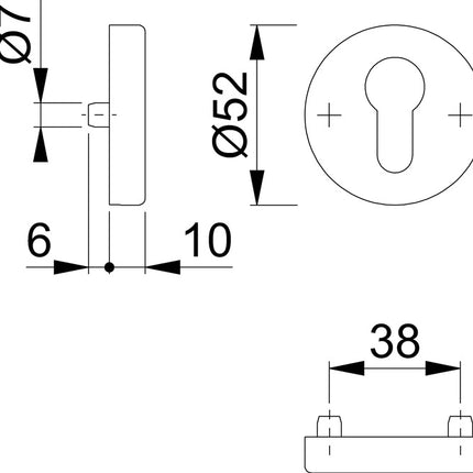 HOPPE Rosace de clé E42HS acier inoxydable F69 ( 3000203540 )