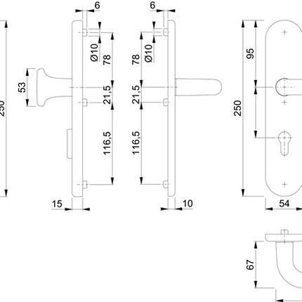 HOPPE kit de protection Paris 86G/3332ZA/3310/138 aluminium F1 (3000209112)