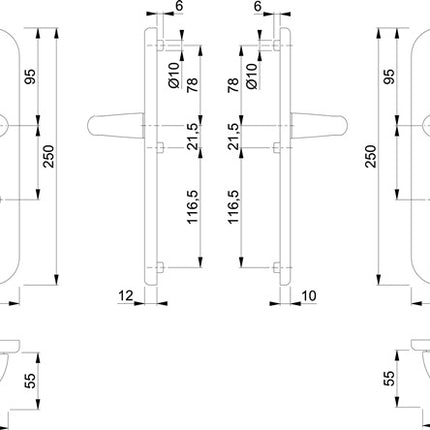 HOPPE Garniture de protection Tôkyô 1710/3331/3410 aluminium F1 ( 3000209030 )