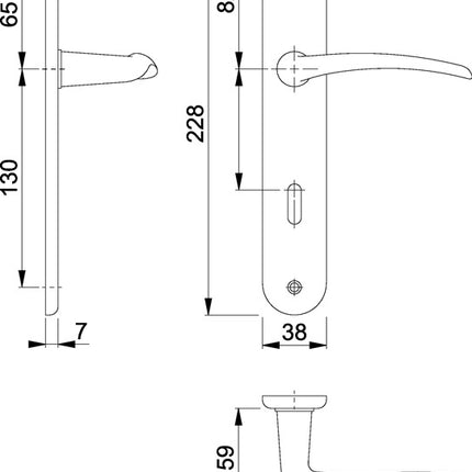 HOPPE Garniture à plaque longue Istanbul M171/332P laiton F41 ( 3000253680 )