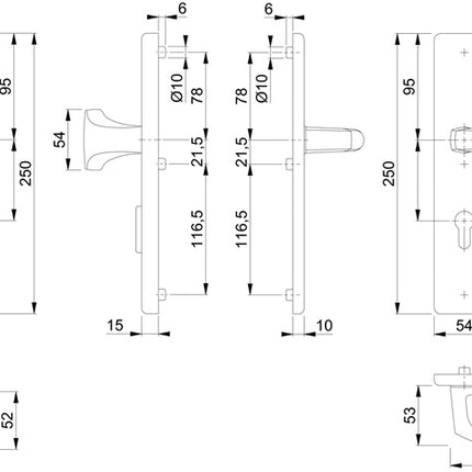 HOPPE Garniture de protection London 61G/2222ZA/2210/113 aluminium F1 ( 3000209042 )