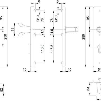 HOPPE Garniture de protection London 61G/2222ZA/2210/113 aluminium F1 ( 3000209037 )