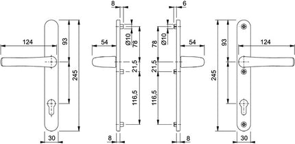 HOPPE Garniture de porte profilée Tôkyô 1710RH/3346 aluminium F9016 ( 3000252776 )