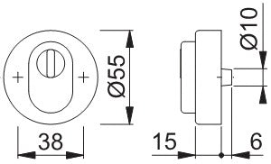 HOPPE Rosace de protection E42ZNSB-ZA acier inoxydable F69 ( 3000220125 )