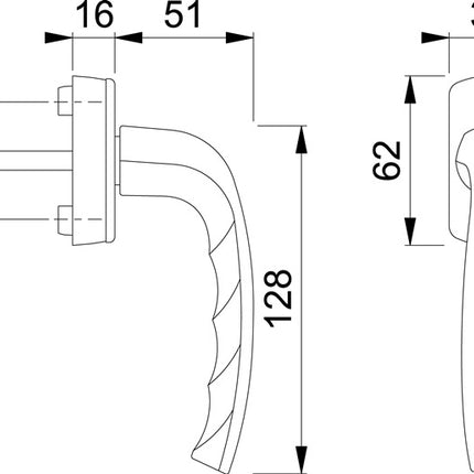 Poignée de fenêtre HOPPE New York 0810/US10 aluminium F1 / teinte naturelle ( 3000203780 )