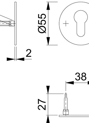 Par de rosetas de llaves HOPPE E849NS acero inoxidable F69 (3000203536)