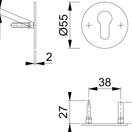 Paire de rosaces de clé HOPPE E849NS acier inoxydable F69 ( 3000203536 )