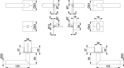 HOPPE Garniture à rosette Amsterdam E1400Z/848N/848NS Acier inoxydable F9714M ( 3000209766 )