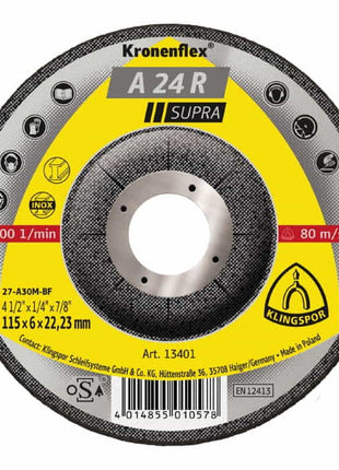 Disco abrasivo KLINGSPOR A 24 R Supra D115xS6mm (4000841086)