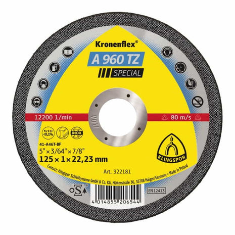 Disco de corte KLINGSPOR A 960 TZ Special D125x1mm recto (4000843410)