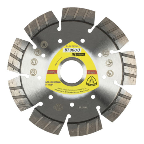 Disco de corte diamantado KLINGSPOR DT 900 U Especial Ø 125 mm orificio 22,23 mm (8000351575)