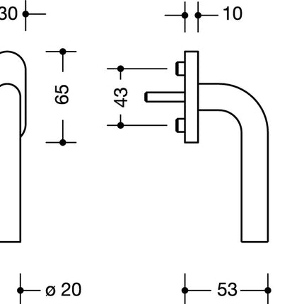 Poignée de fenêtre HEWI 111FG.6 30mm plastique 99 blanc pur ( 3000205791 )