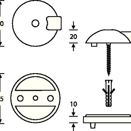 FSB Butoir de porte au sol 38 3884 Ø 70 mm hauteur 20 mm ( 3316002016 )
