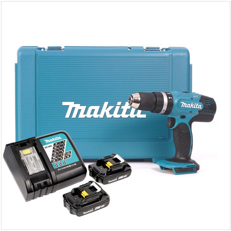 Makita DHP 453 RAJ Akku Schlagbohrschrauber 18 V 42 Nm + 2x Akku 2,0 Ah + Ladegerät + Koffer - Toolbrothers